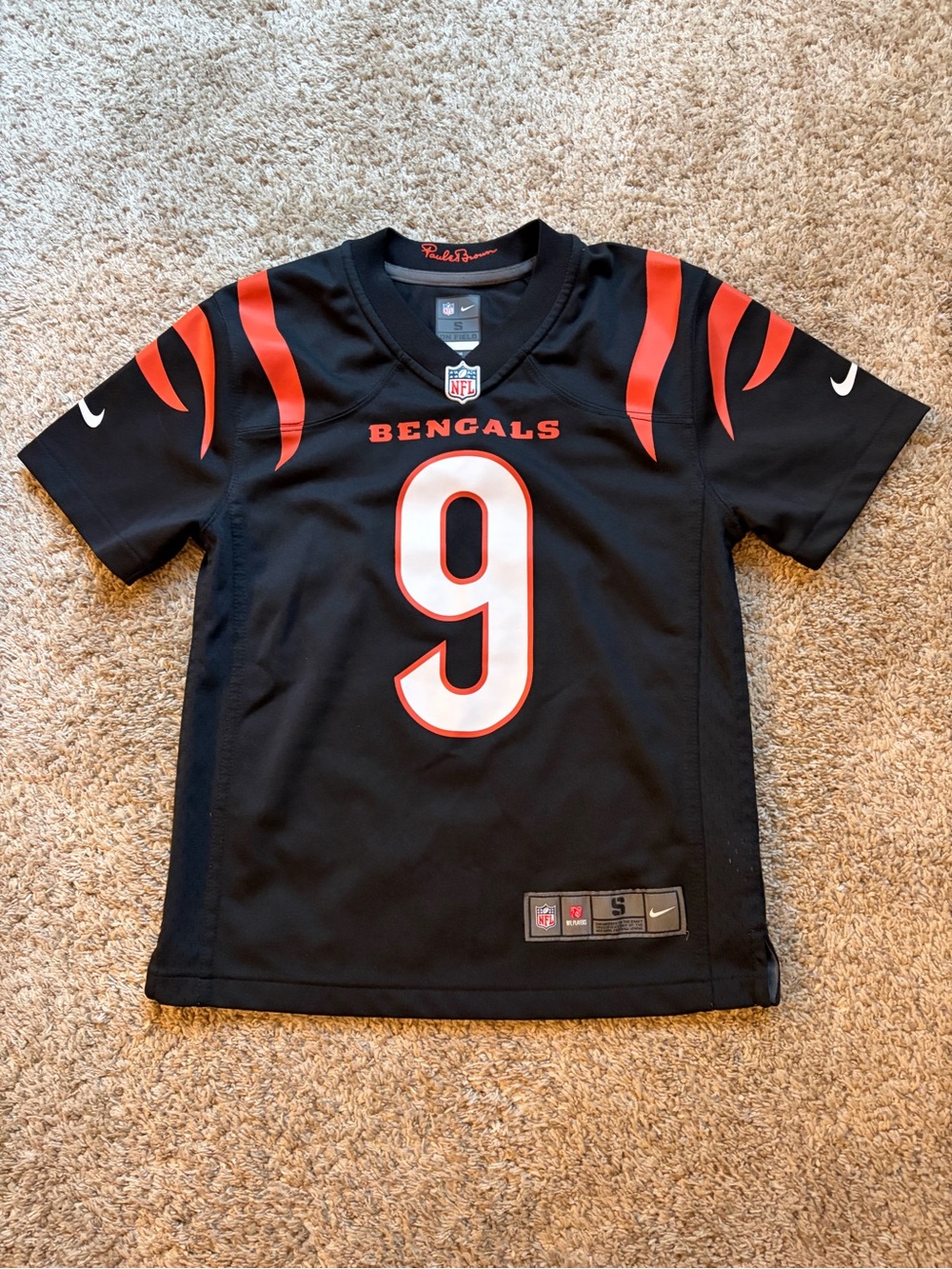 Nike Cincinnati Bengals #9 Joe Burrow Kids Football Jersey - Black/Orange